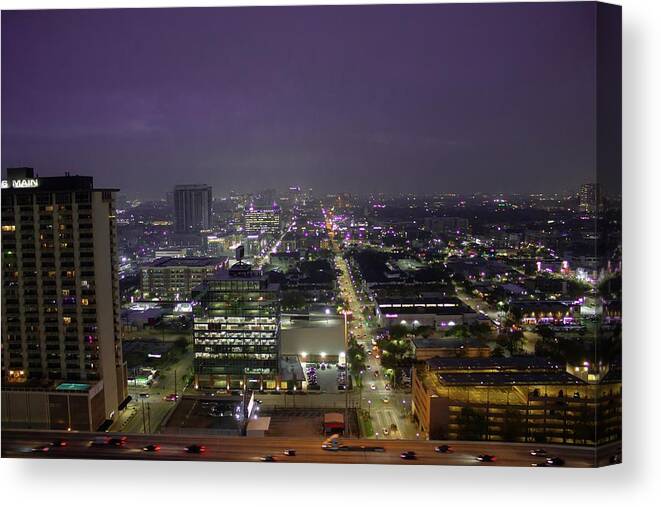 Houston Downtown Lights Canvas Print featuring the photograph Downtown Houston by Rocco Silvestri