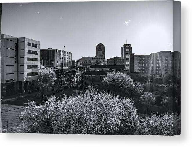 Tucson Canvas Print featuring the photograph Downtown Tucson Black and White by Chance Kafka