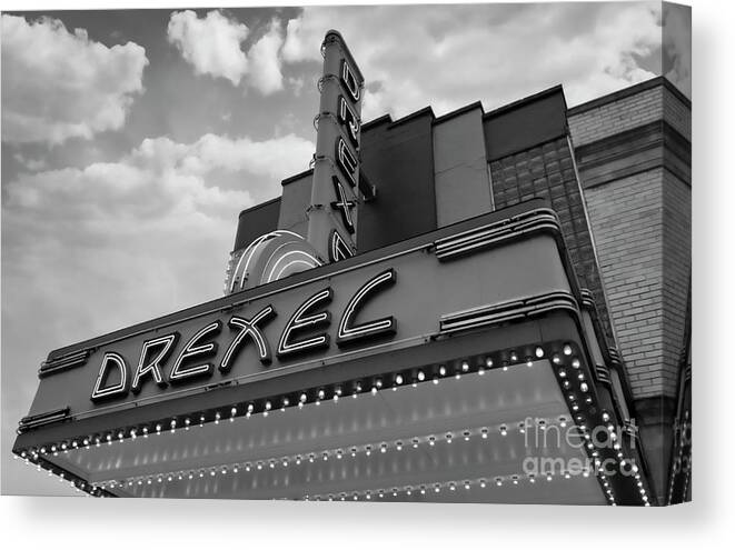 Ohio Canvas Print featuring the photograph Drexel in Black and White by Lenore Locken