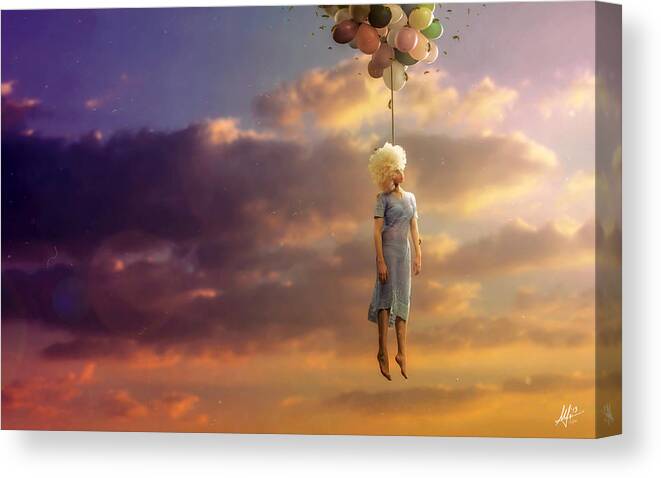 Surreal Canvas Print featuring the digital art Drifting on a Sad Song by Mario Sanchez Nevado