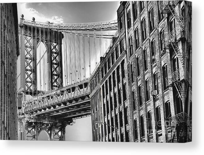 Manhattan Bridge Canvas Print featuring the photograph DUMBO No.3 - A Brooklyn Impression by Steve Ember