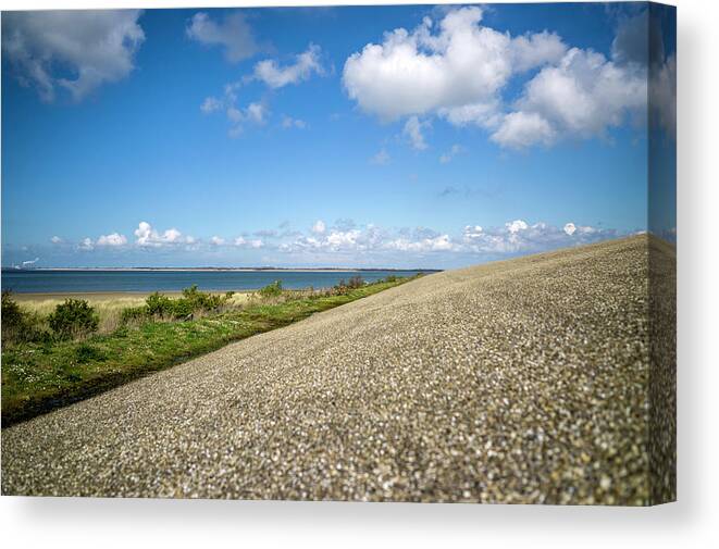 Netherlands Canvas Print featuring the photograph Dutch Coastline Protected By Storm Dyke by Digiclicks