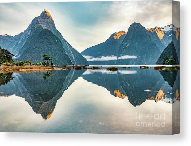 Colour Canvas Print featuring the photograph Early Morning, Milford Sound by Colin and Linda McKie