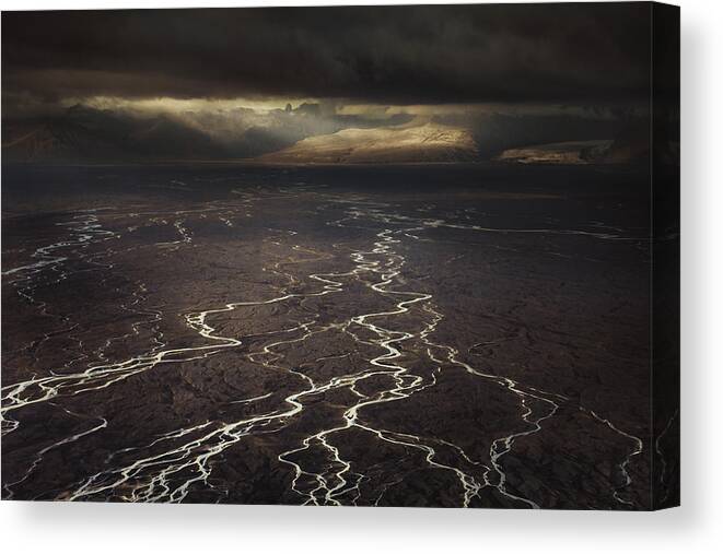 Landscape Canvas Print featuring the photograph Earth Lightnings by Peter Svoboda, Mqep