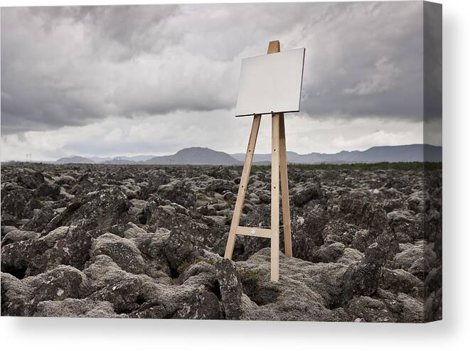 Easel With Blank Canvas In Landscape Canvas Print / Canvas Art by