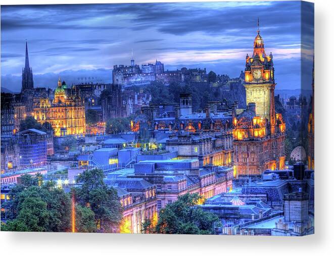 Tranquility Canvas Print featuring the photograph Edinburgh Castle At Night by Exploring The World