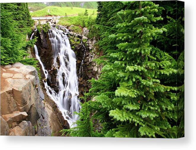 Scenics Canvas Print featuring the photograph Edith Creek Falls In Mt. Rainier by Design Pics / Craig Tuttle