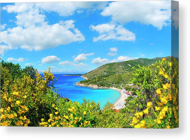 Estock Canvas Print featuring the digital art Elba Island, Cavoli Beach, Italy by Luca Da Ros