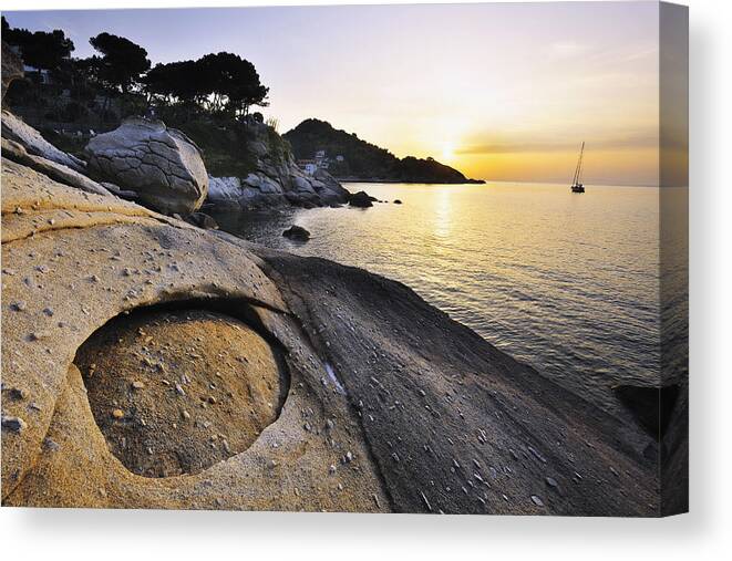 Estock Canvas Print featuring the digital art Elba Island, Mediterranean Sea, Italy by Luca Da Ros
