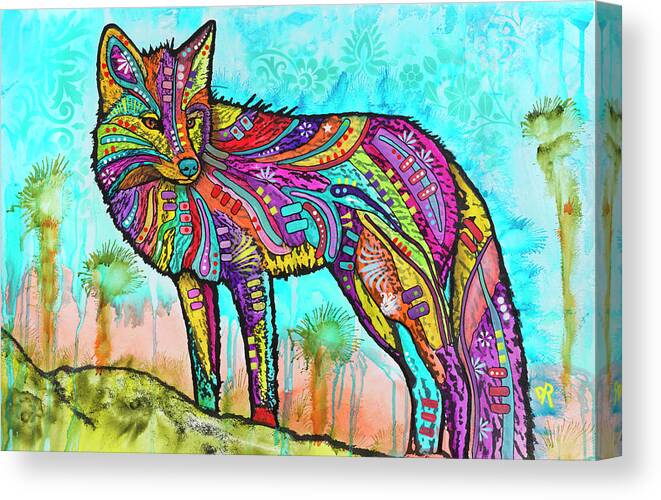 Electric Fox Canvas Print featuring the mixed media Electric Fox by Dean Russo- Exclusive