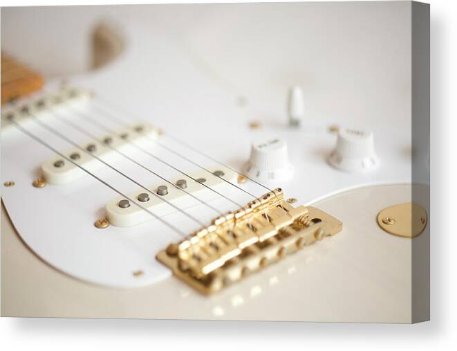 White Background Canvas Print featuring the photograph Electric Guitar by Mixa