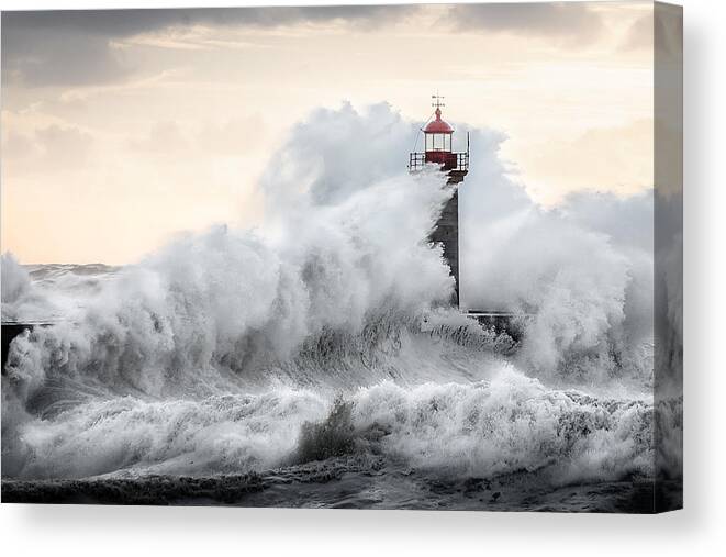Lighthouse Canvas Print featuring the photograph Elements #1 by Marco Faria