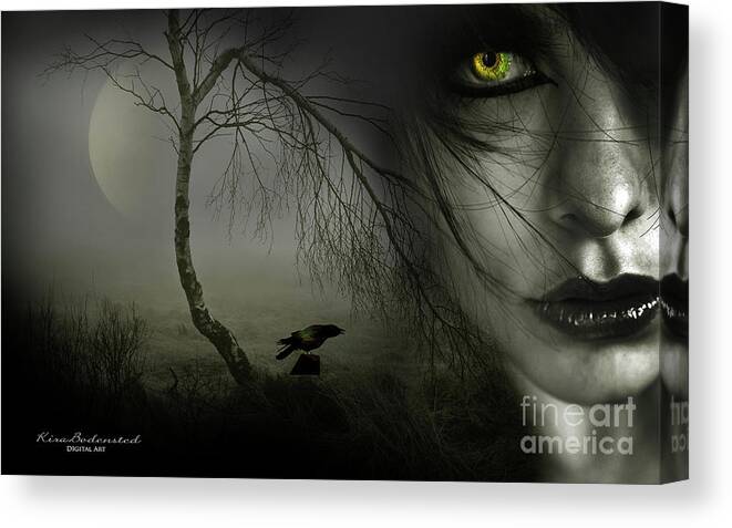 Woman Canvas Print featuring the photograph Eyes in the Night by Kira Bodensted