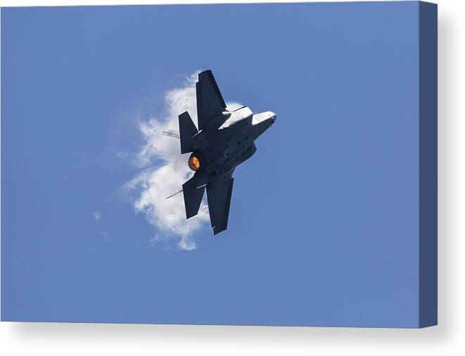 F-35 Canvas Print featuring the photograph F-35 Burner Climb by John Daly