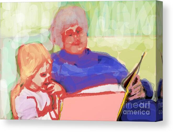 Grandma Canvas Print featuring the painting Fairy tale for granddaughter by Vesna Antic