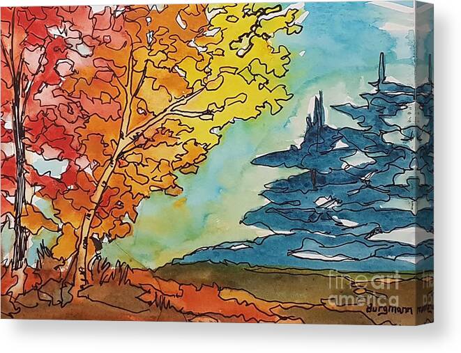 Fall Canvas Print featuring the painting Fall Colors by Petra Burgmann