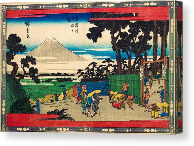 Utagawa Hiroshige Canvas Print featuring the painting Famous Views of Edo - Meguro Gyoninzaka by Utagawa Hiroshige