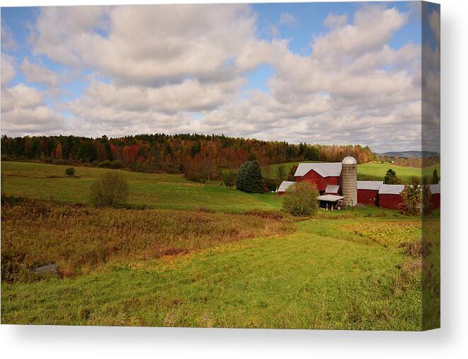 Farms Canvas Print featuring the photograph Farmland in Autumn by Angie Tirado
