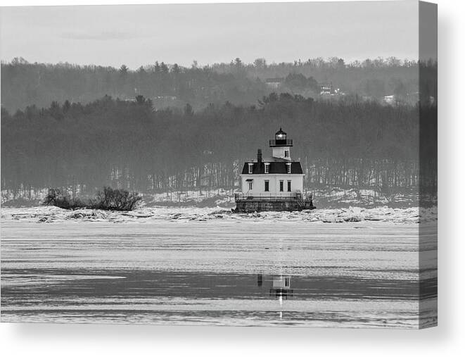 Esopus Meadows Lighthouse Canvas Print featuring the photograph February Morning at Esopus Light by Jeff Severson