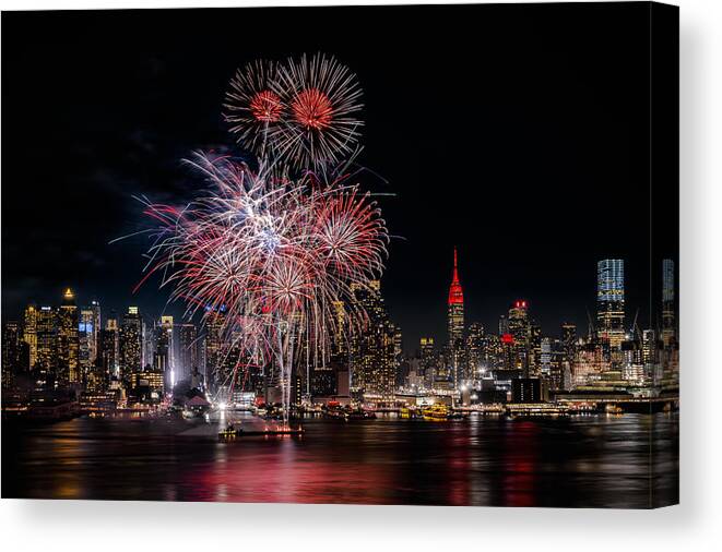 Night Canvas Print featuring the photograph Festive New York City by Wei (david) Dai