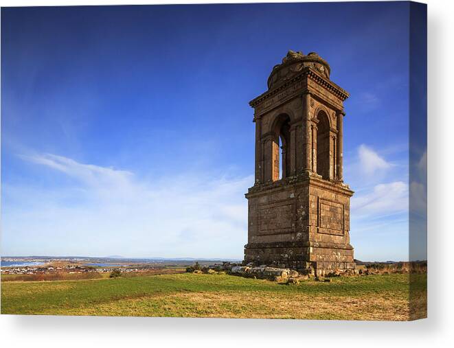 Estock Canvas Print featuring the digital art Field With Monument by Maurizio Rellini