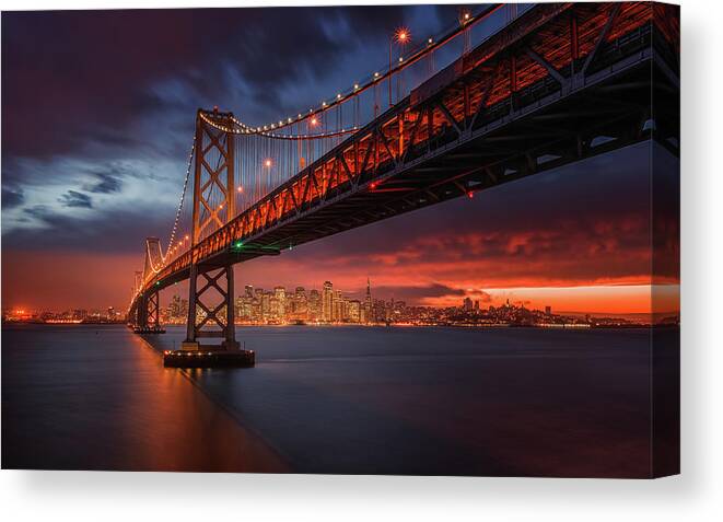 Bay Canvas Print featuring the photograph Fire Over San Francisco by Toby Harriman