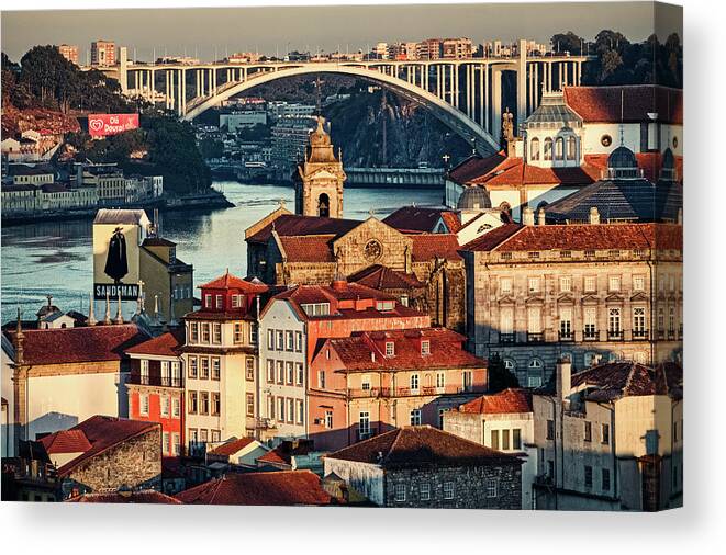 Porto Canvas Print featuring the photograph First Light On Porto #4 - Portugal by Stuart Litoff
