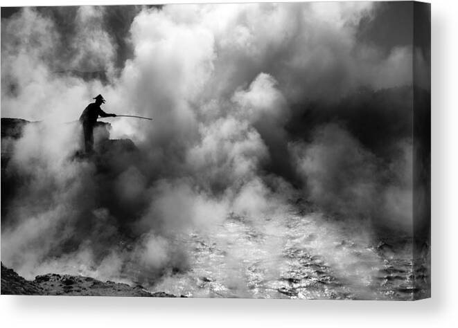 Volcano Canvas Print featuring the photograph Fisherman by Wuthrich Didier