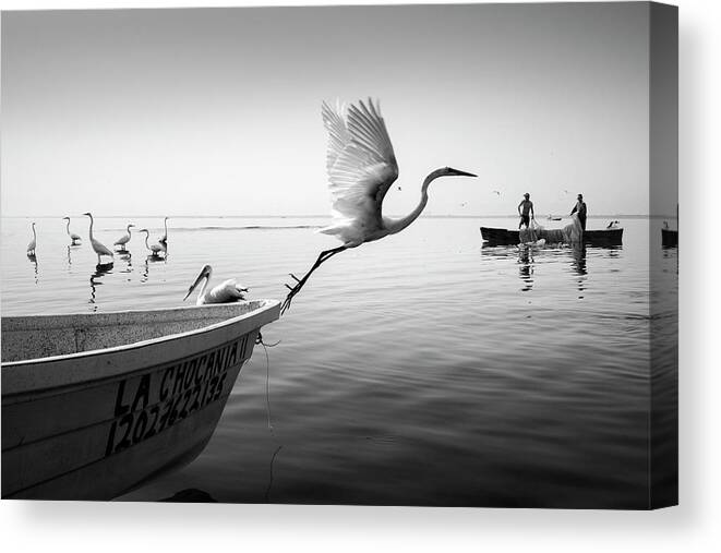 Fishermen 1 Canvas Print featuring the photograph Fishermen 1 by Moises Levy