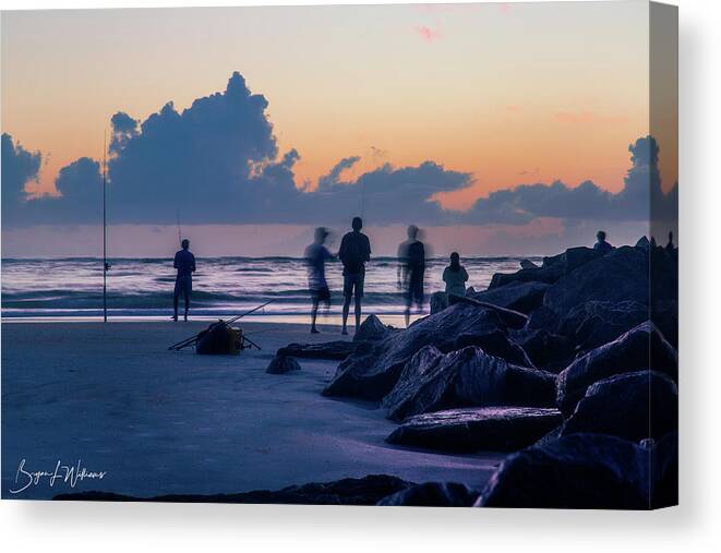 Surf Canvas Print featuring the photograph Fishing at Porpoise Point by Bryan Williams
