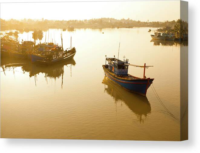 Tranquility Canvas Print featuring the photograph Fishing Boats by Mark Watson/highlux