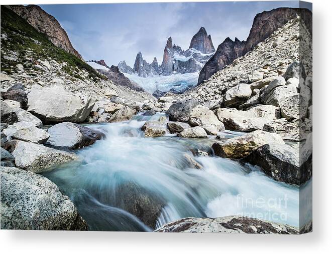 Granite Canvas Print featuring the photograph Fitz Roy on a cloudy day by Olivier Steiner
