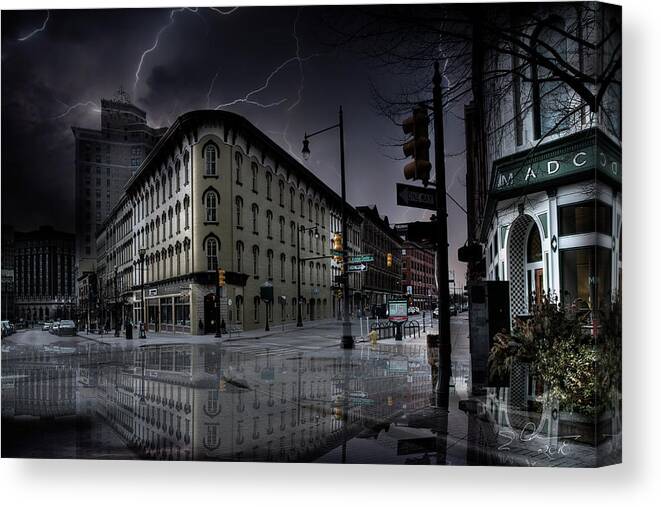 Evie Canvas Print featuring the photograph Flat Iron Building Grand Rapids by Evie Carrier