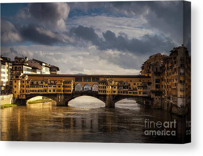 City Canvas Print featuring the photograph Florence Italys Iconic Ponte Vecchio by Andrew S