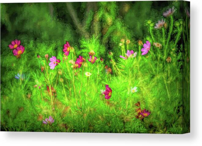 Flowers Canvas Print featuring the digital art Flower Forest by Kevin Lane
