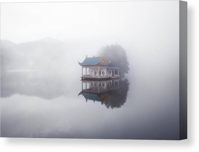 Travel Canvas Print featuring the photograph Foggy Lake by Li Li