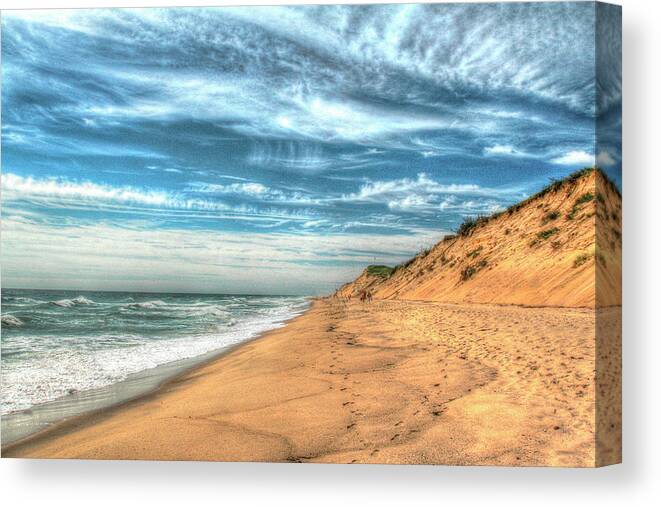 Cape Cod Canvas Print featuring the photograph Footprints On Cape Cod Shore by Robert Goldwitz