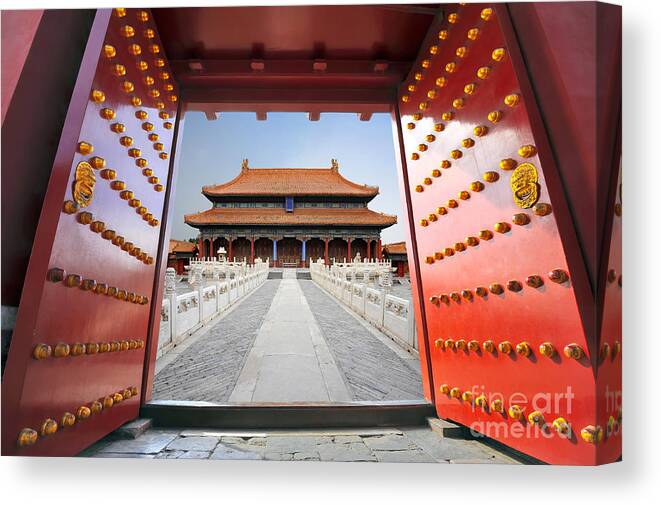 Door Canvas Print featuring the photograph Forbidden City In Beijing China by Hung Chung Chih