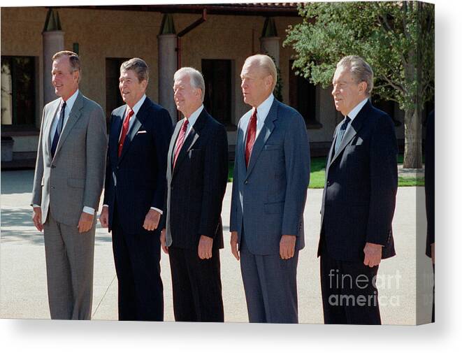 Mature Adult Canvas Print featuring the photograph Former Presidents Of The United States by Bettmann