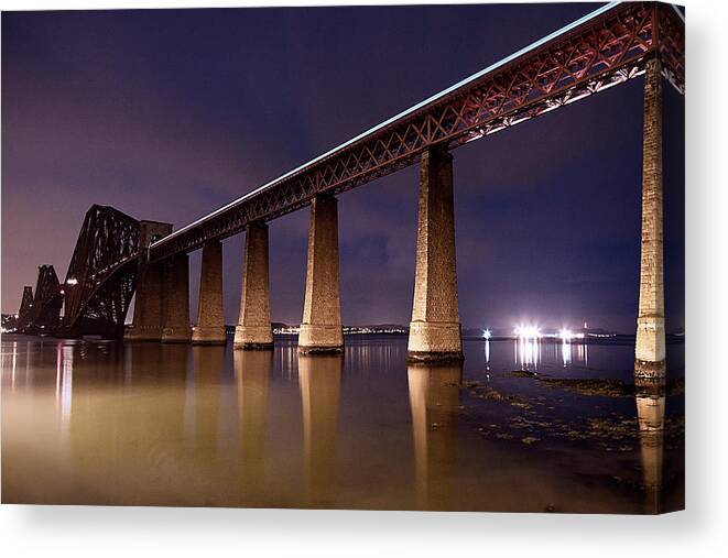 Tranquility Canvas Print featuring the photograph Forth Rail Bridge At Dusk by Image Courtesy Of Stuart Pardue