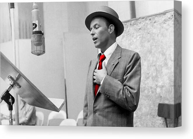 Frank Sinatra Canvas Print featuring the mixed media Frank Sinatra Painting by Marvin Blaine