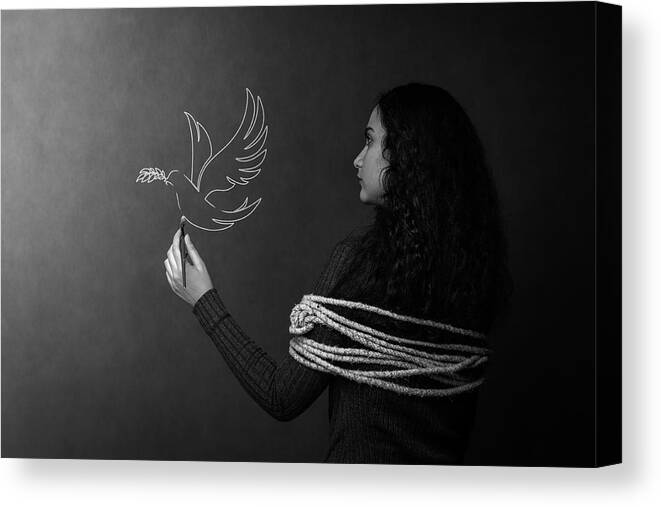 Conceptual Canvas Print featuring the photograph Freedom by Royashokrollahi