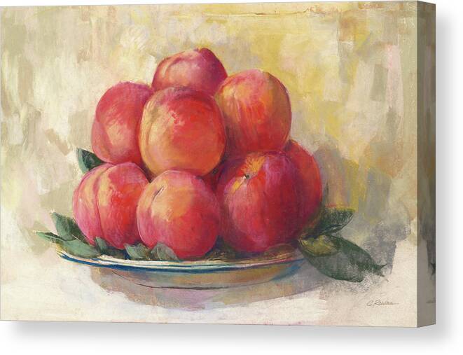 Beige Canvas Print featuring the painting Fruit Bowl by Carol Rowan