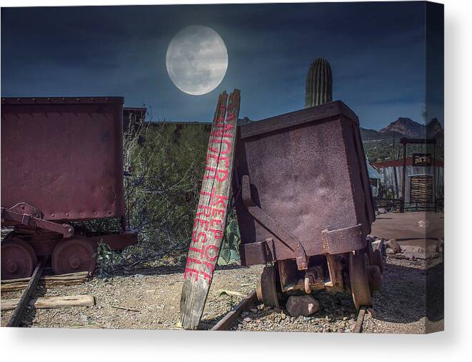 Full Canvas Print featuring the photograph Full moon mining by Darrell Foster