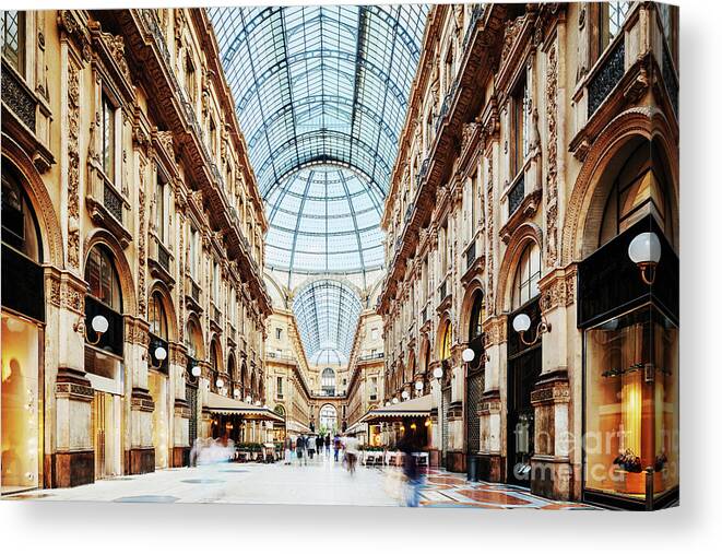 People Canvas Print featuring the photograph Galleria Vittorio Emanuele II by Tomml