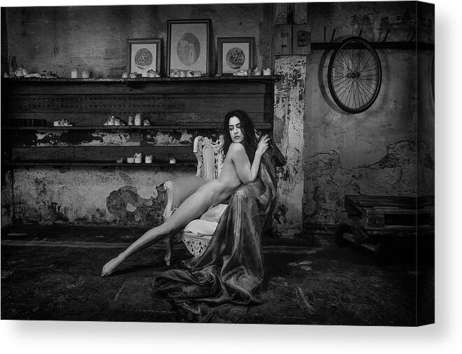 Nude Canvas Print featuring the photograph Garage by Joan Gil Raga