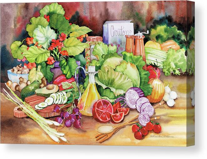 Avocados Canvas Print featuring the painting Garden Salad by Kathleen Parr Mckenna