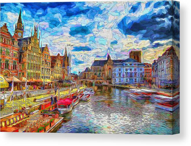 Paint Canvas Print featuring the painting Ghent Belgium by Nenad Vasic