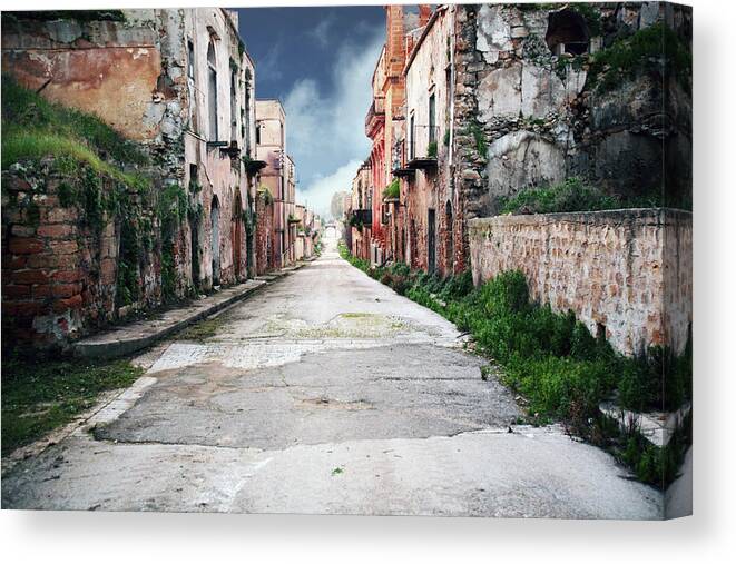 Empty Canvas Print featuring the photograph Ghost Town by Peeterv