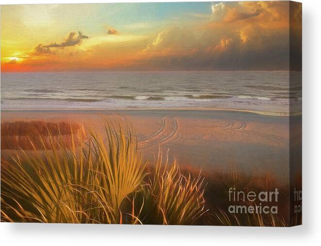 Scenic Canvas Print featuring the photograph Glowing Sunset by Kathy Baccari